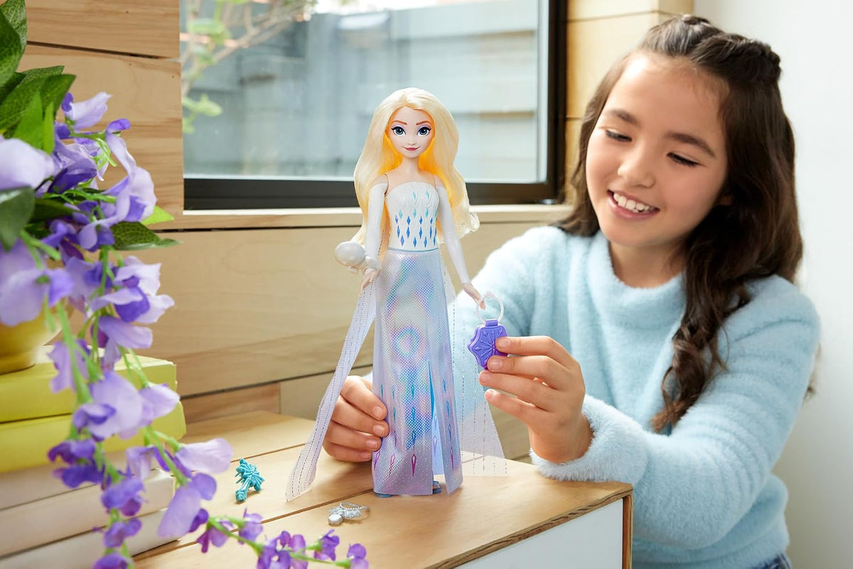 Mattel Disney Frozen Elsa Fashion Doll Set, Spin & Reveal with 11 Surprises Including 5