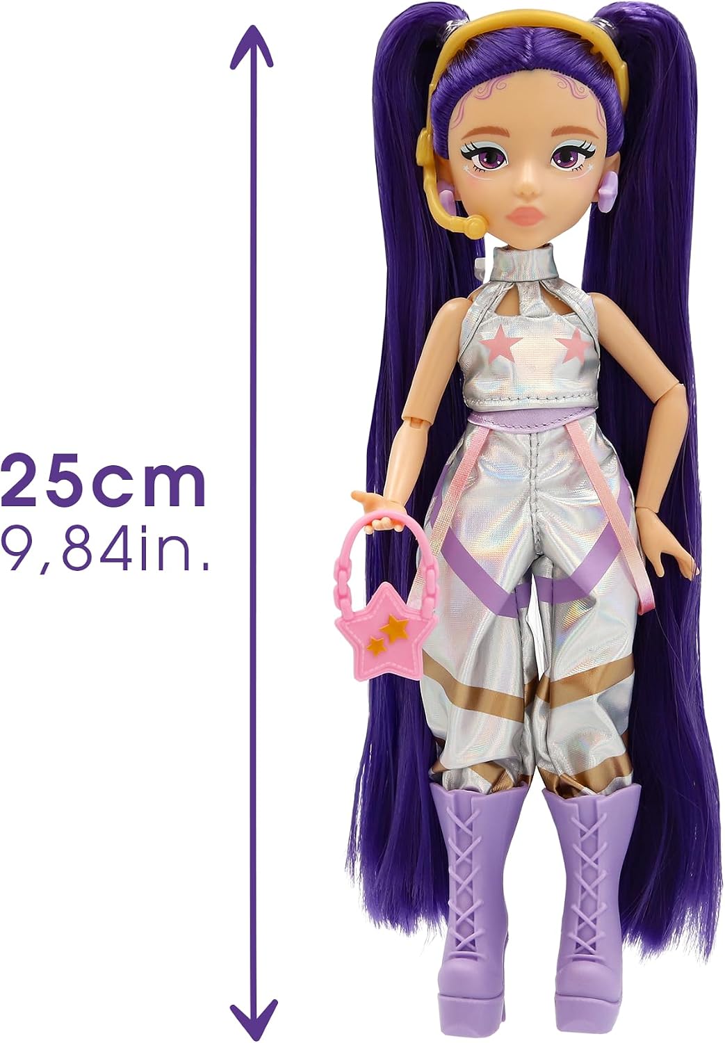 K-POP IDOL Mina Fashion K-Pop Starlight Doll, Purple Hair with Anklets, 3 Accessories to