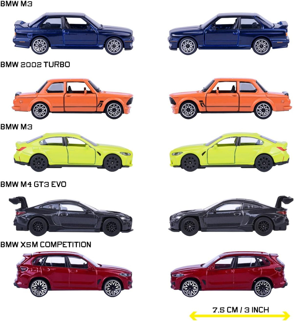 Majorette BMW Giftpack 5 Metal Cars 7.5 cm Set of 5 BMW Vehicles with 2 Exclusive Models