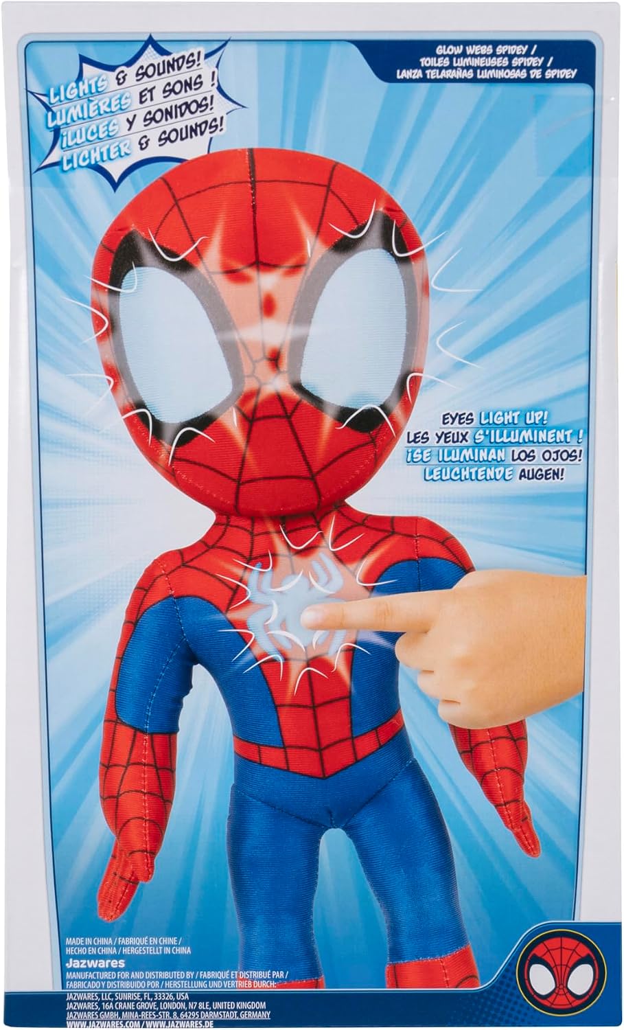 Marvel Spidey and His Amazing Friends Glow Webs Spidey Feature Plush - 14-Inch Interactive Plush with Light Up Eyes and