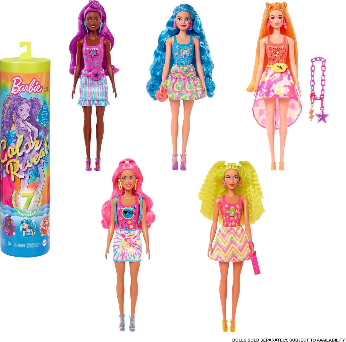Barbie Doll, Color Reveal Rainbow Mermaid Series with Fin, Cuffs and Crown