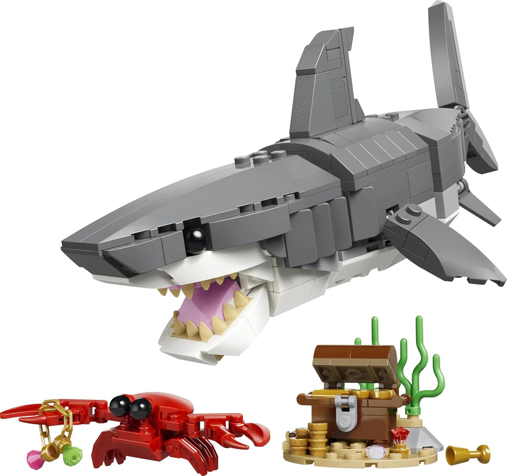 LEGO Creator 3in1 Fierce Shark with a Treasure Chest Toy - Sea Animal Figure Transforms into an Anglerfish or Manta Ray