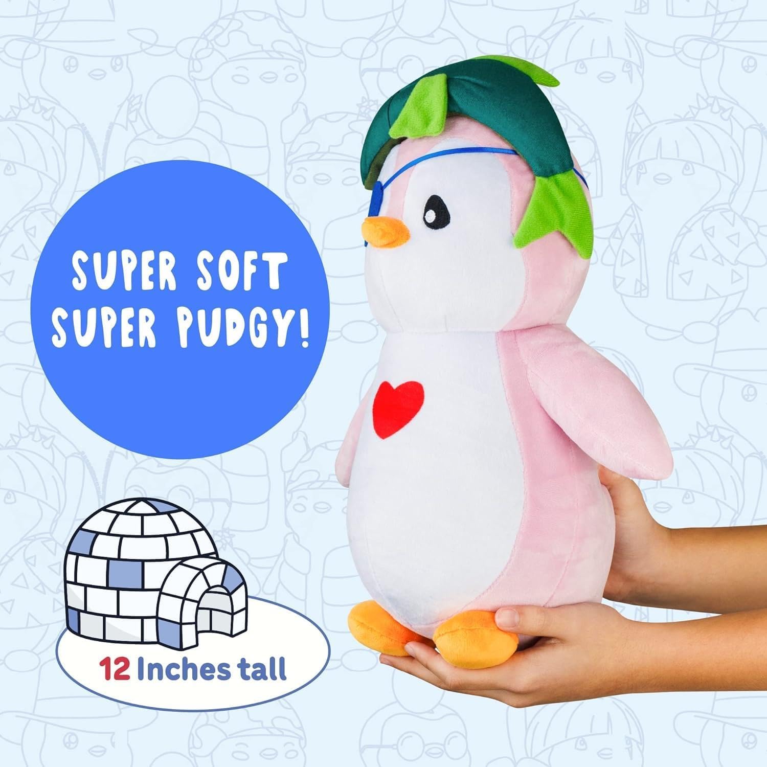 Pudgy Penguins Huggable Plush. Adopt Your New Forever Friend with 4 Different Stuffed Animal Penguin plushie Designs, Each Comes Complete with a redeemable Digital Experience Code., 11.8 inch