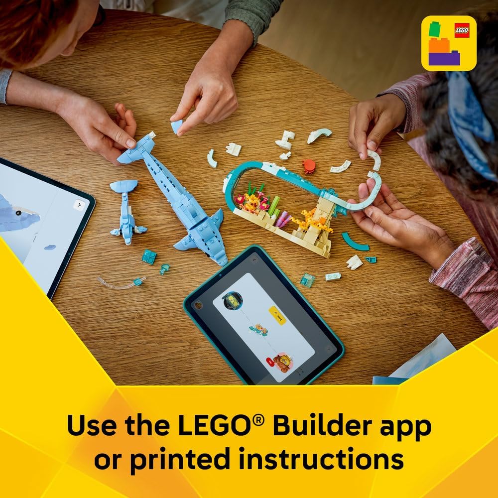 LEGO Creator 3in1 Sea Animals: Beautiful Dolphins Toy - Sea Animal Figure Transforms into a Seahorse or Crab - DIY Room