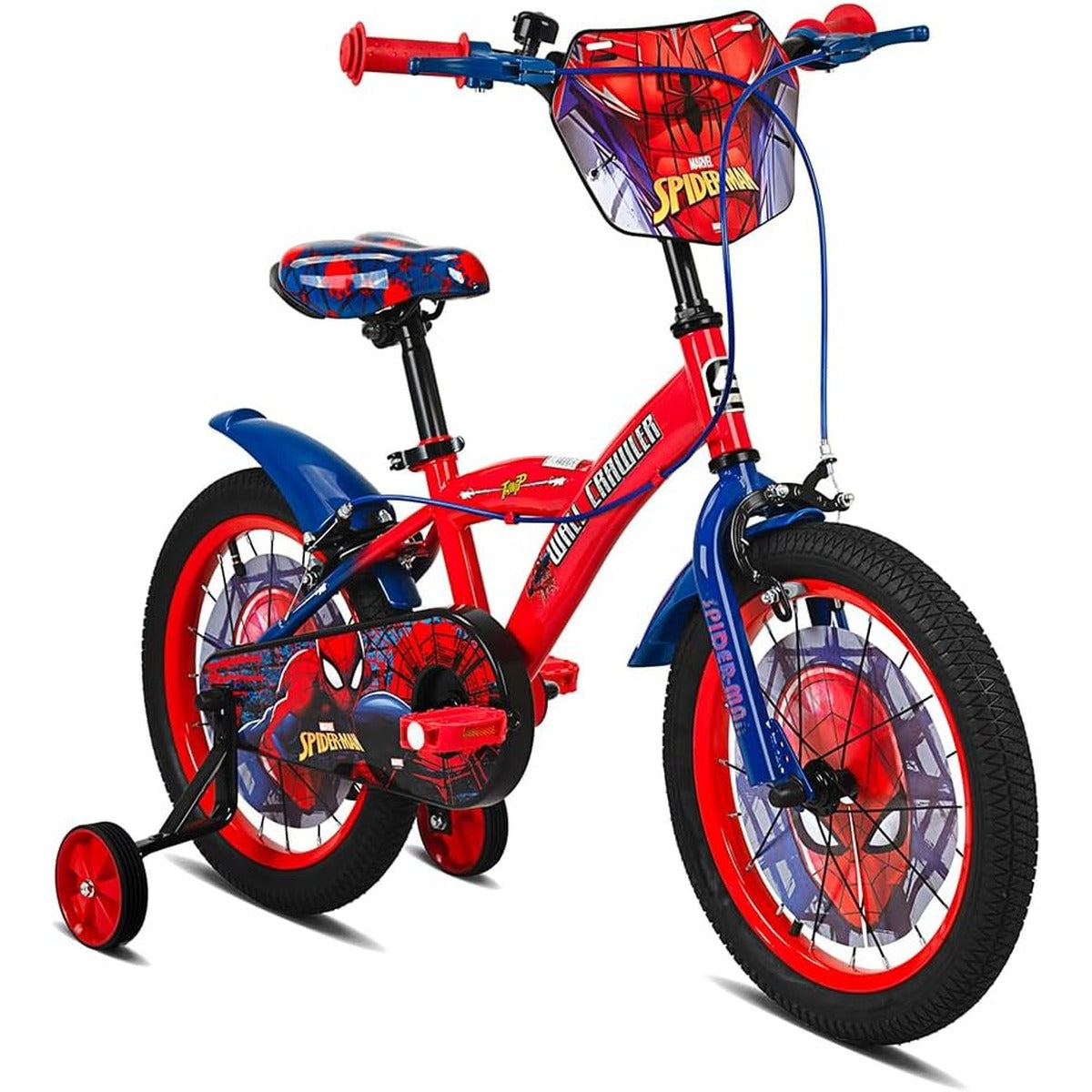 Spartan Spartan 16" Marvel Spiderman Super Spidey Bicycle for Kids - Training Wheels, Front Plate, Chain Guard, Coaster Brake