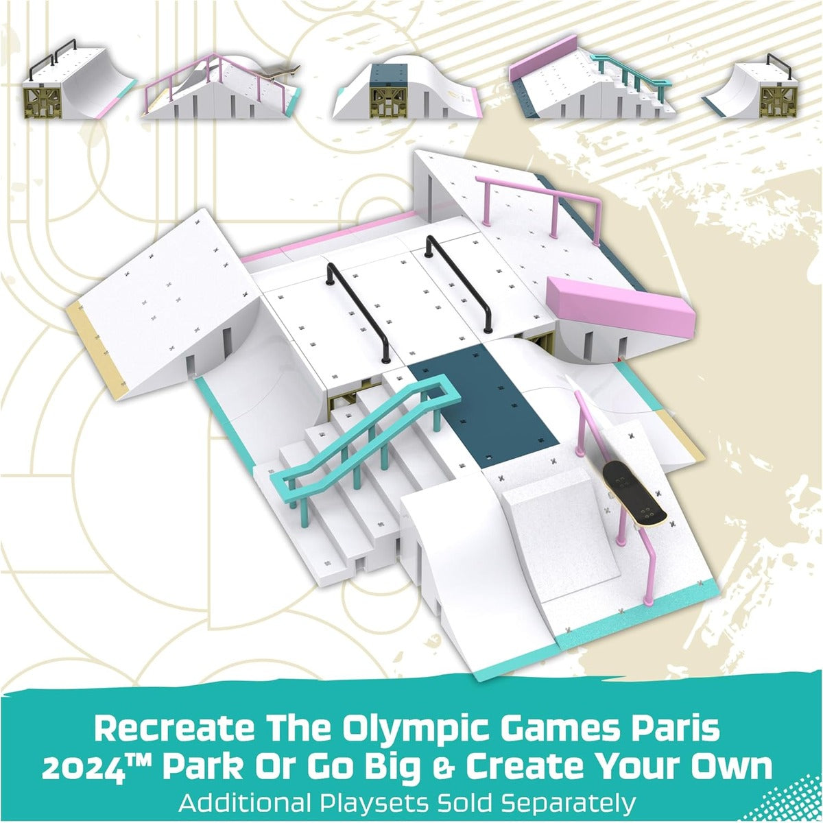 Tech Deck, Shane O'Neill's Olympic Games Paris 2024 Ramp Customizable X-Connect Park Creator Playset & Exclusive Fingerboard, Kids Toy for Ages 6+