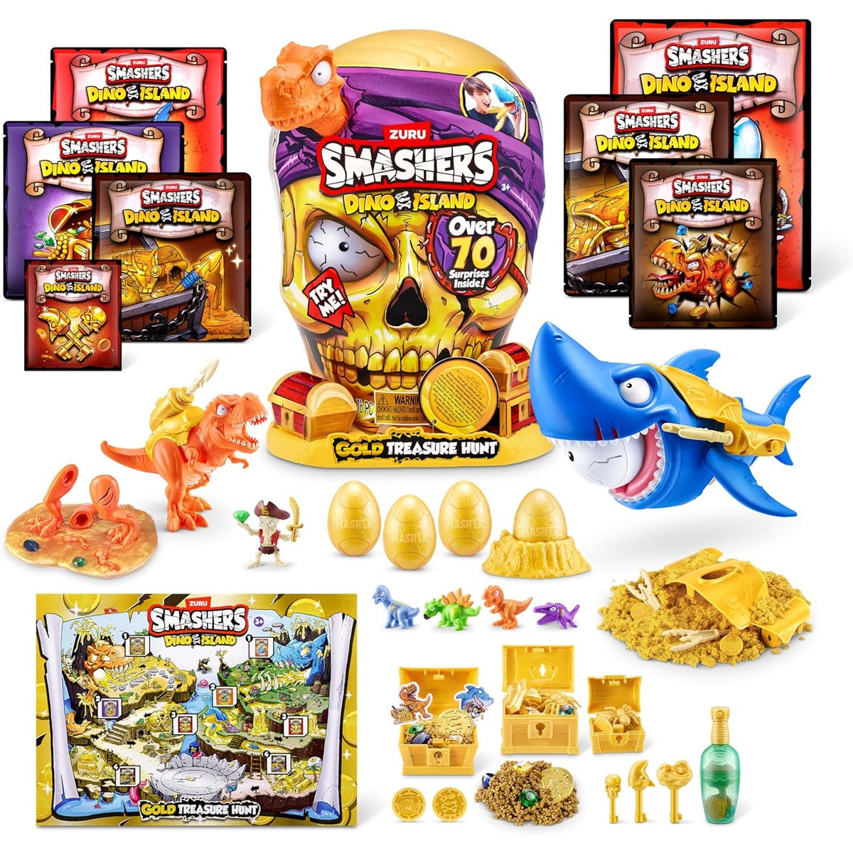 ZURU SMASHERS 74123A (Orange) Smashers Dino Island Gold Treasure Hunt by Zuru, Giant (31.6 cm)