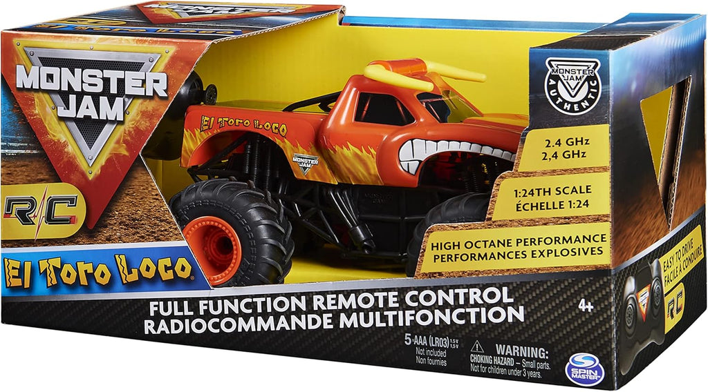 Monster Jam Official El Toro Loco Remote Control Monster Truck, 1:24 Scale