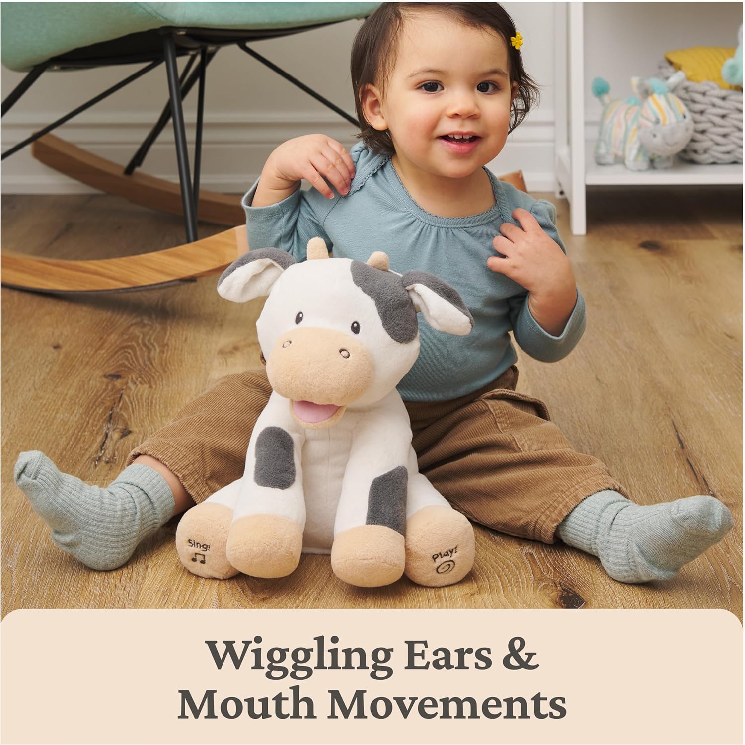 Baby GUND Buttermilk the Cow Animated Plush, Singing Stuffed Animal Sensory Toy, Sings Old MacDonald and Teaches Animal Sound