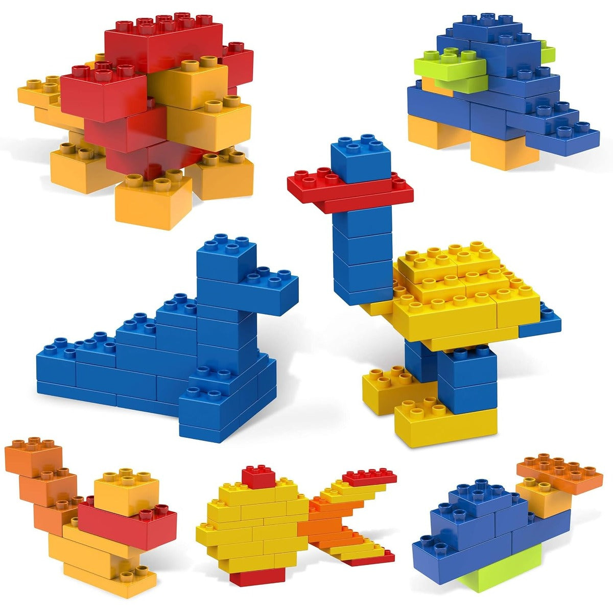 PicassoTiles 100 Piece Large Construction Brick Building Blocks STEM Bricks Toy Set Creative Learning Early Education Playset 5 Colors 4 Unique Shapes Mix & Match Toys for Kids Boys Girls Child Age 3+
