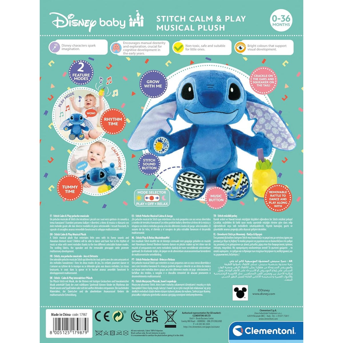 Clementoni Disney Stitch Grow with Me Plush Interactive Talking Stitch