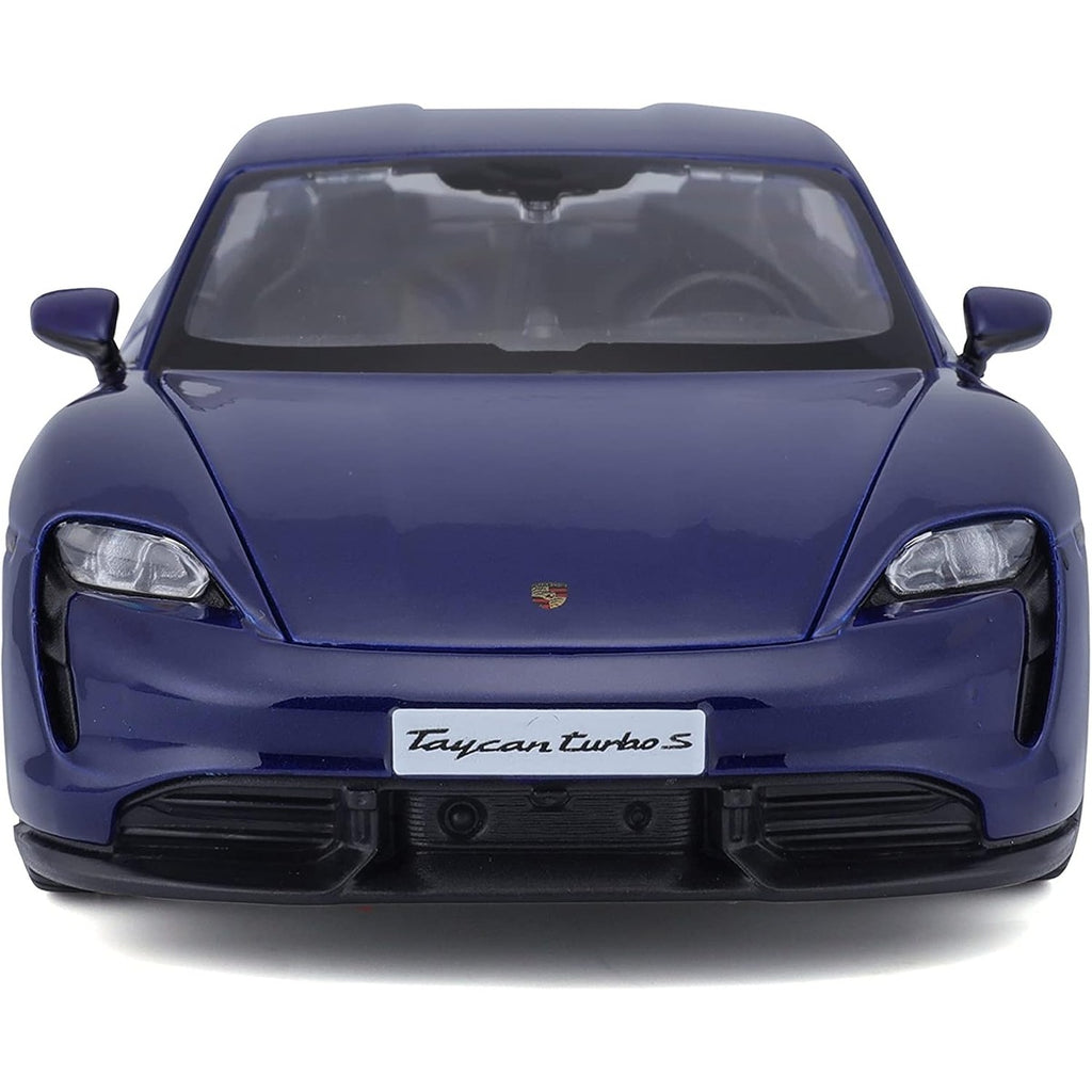Bburago -18-21098B Porsche Taycan Turbo S in Blue in 1/24 Scale (18-21098B), Unisex, Children, Colour