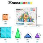 PicassoTiles 60 pcs Mini Magnetic Tiles Magnet Toys Travel-Friendly