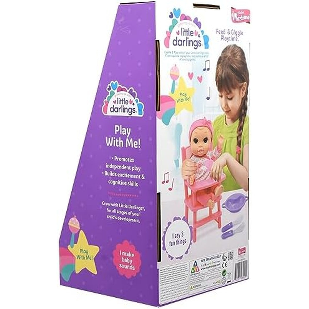 Baby Maziuna Feed & Giggle Playtime 12 Inches Doll Set, Sound Feature, Removable Outfit, Highchair, Utensils, Bottle, 8