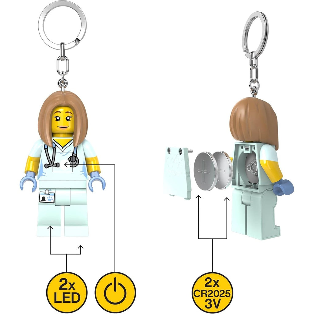 LEGO City Large 3 Inch Tall Figure Keychain Light - Veterinarian/Nurse (KE156H)