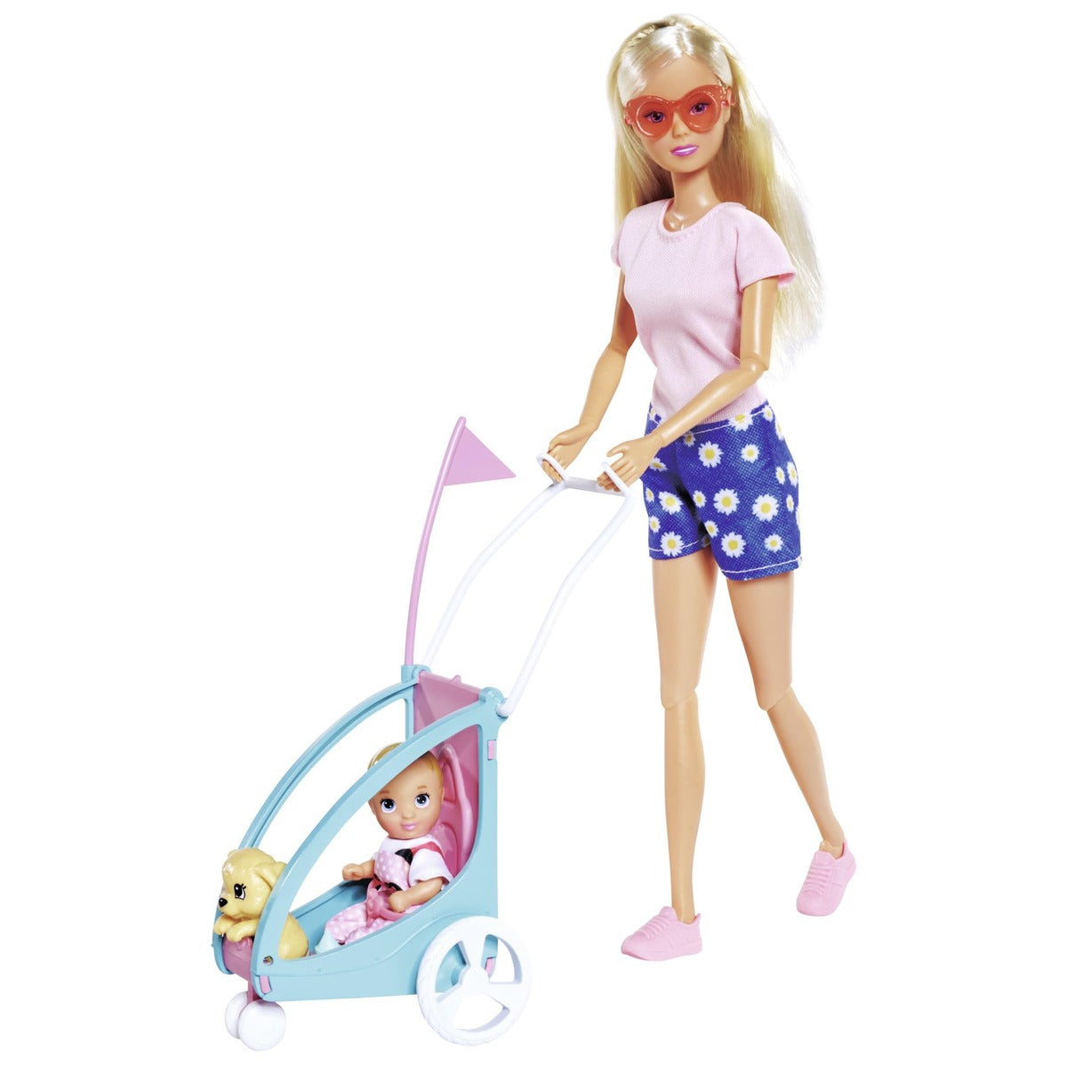 Steffi Love Bike Trailer, Toy Doll on Her Bike with Trailer for Baby