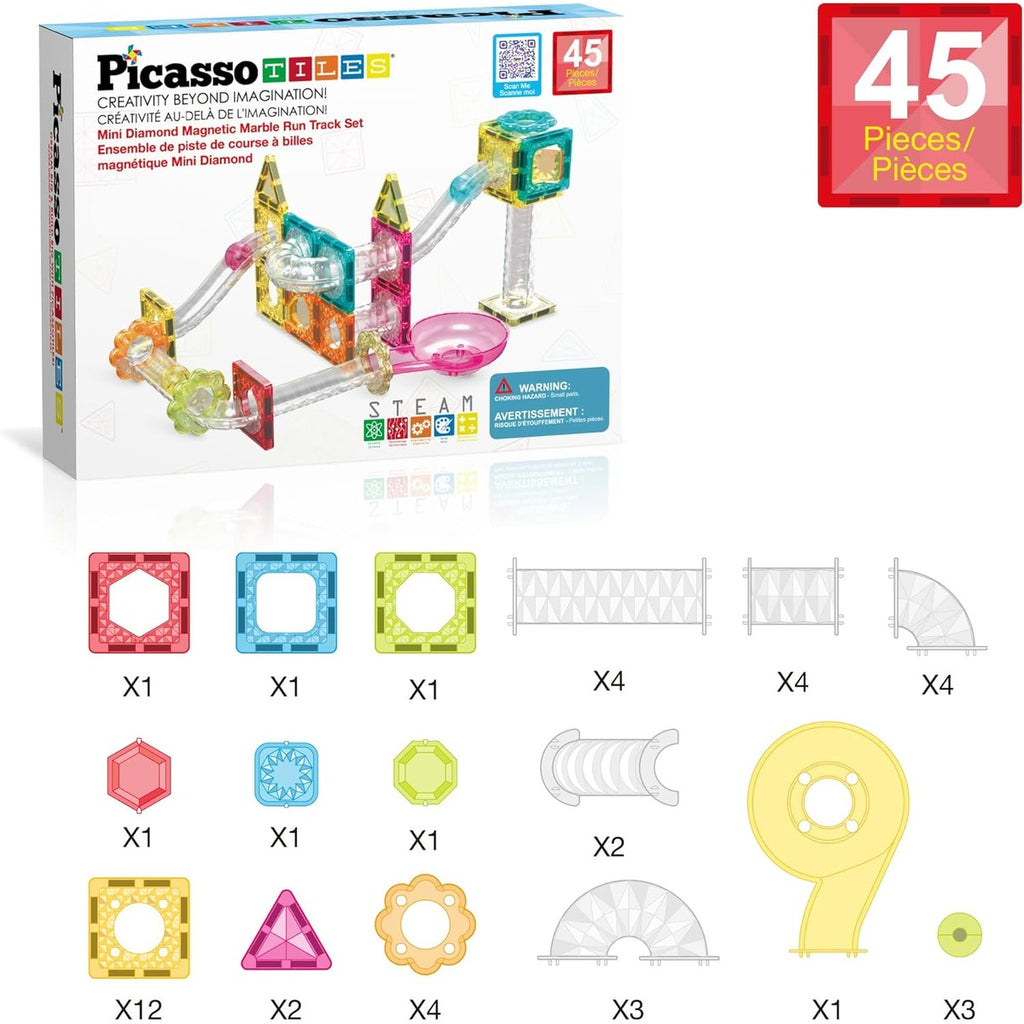 PicassoTiles Magnet Tiles Building Block Travel Size Magnetic Marble