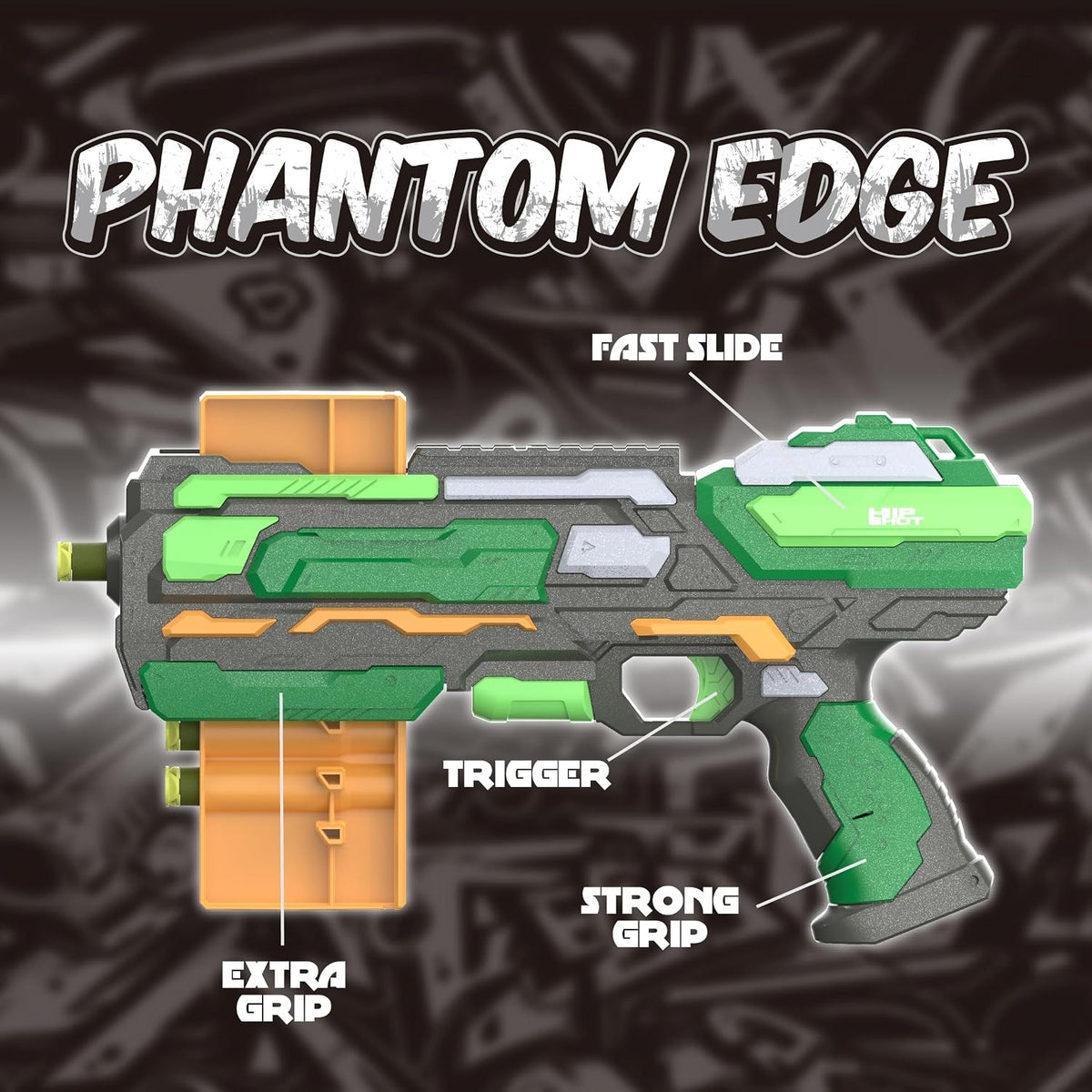 Hip Shot Phantom Edge Manual Dart Blaster for Kids, Includes 6