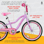 Spartan 20" Serena Girls Bicycle with Training Wheels - Steel Frame, Adjustable Seat & Handlebar - Big Bike for Ages
