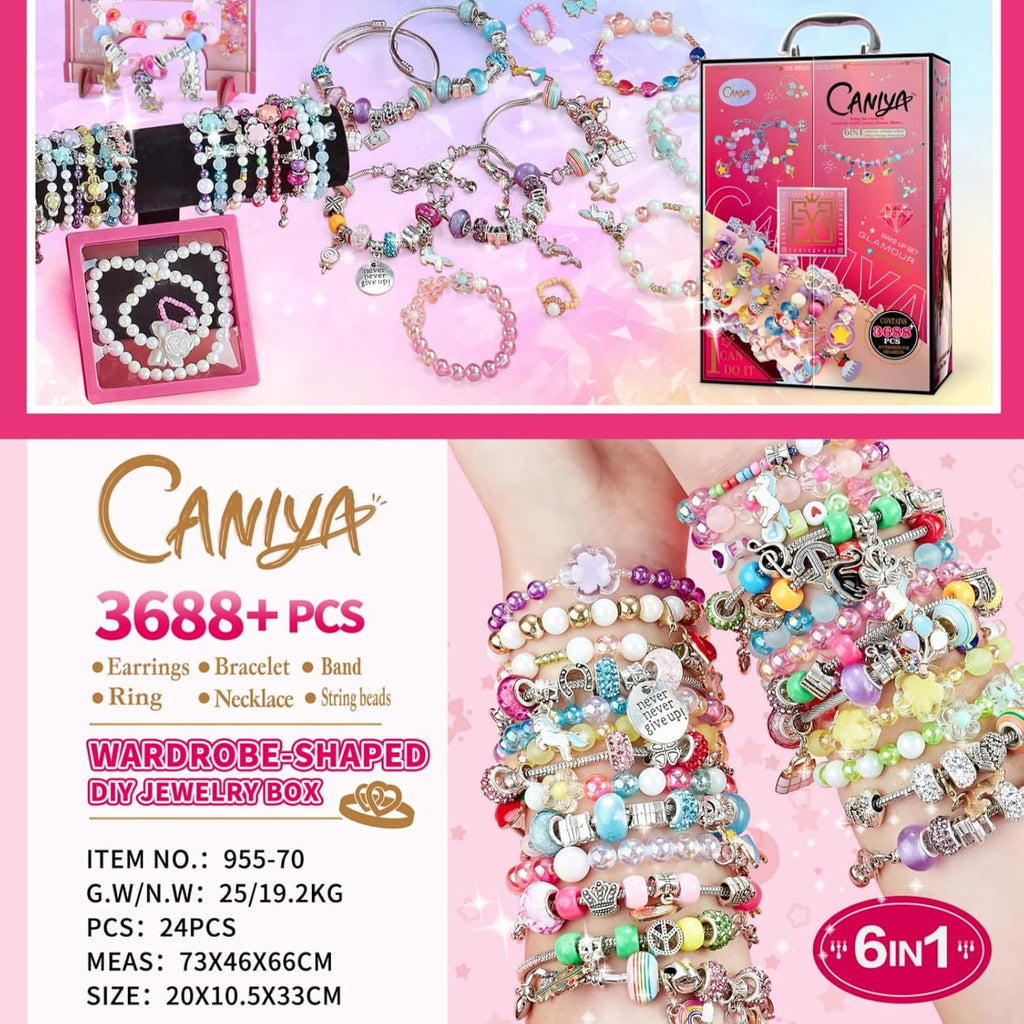 CANIYA 3688PCS Charm Beads Bracelet Making Kit for Girls, 6