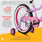 Spartan 20" Serena Girls Bicycle with Training Wheels - Steel Frame, Adjustable Seat & Handlebar - Big Bike for Ages