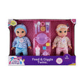 Baby Maziuna - Feed & Giggle Twins Baby Doll Playset - Multicolor - 16 Pcs