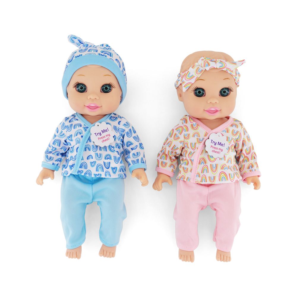 Baby Maziuna - Feed & Giggle Twins Baby Doll Playset - Multicolor - 16 Pcs