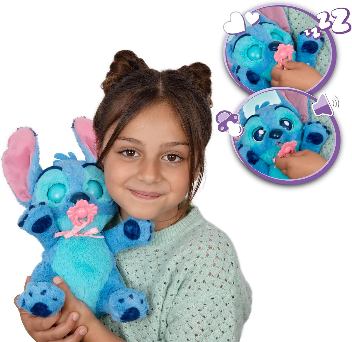 IMC Toys BABY PAWS Stitch Interactive Plush with Sound Function when Opening and Closing