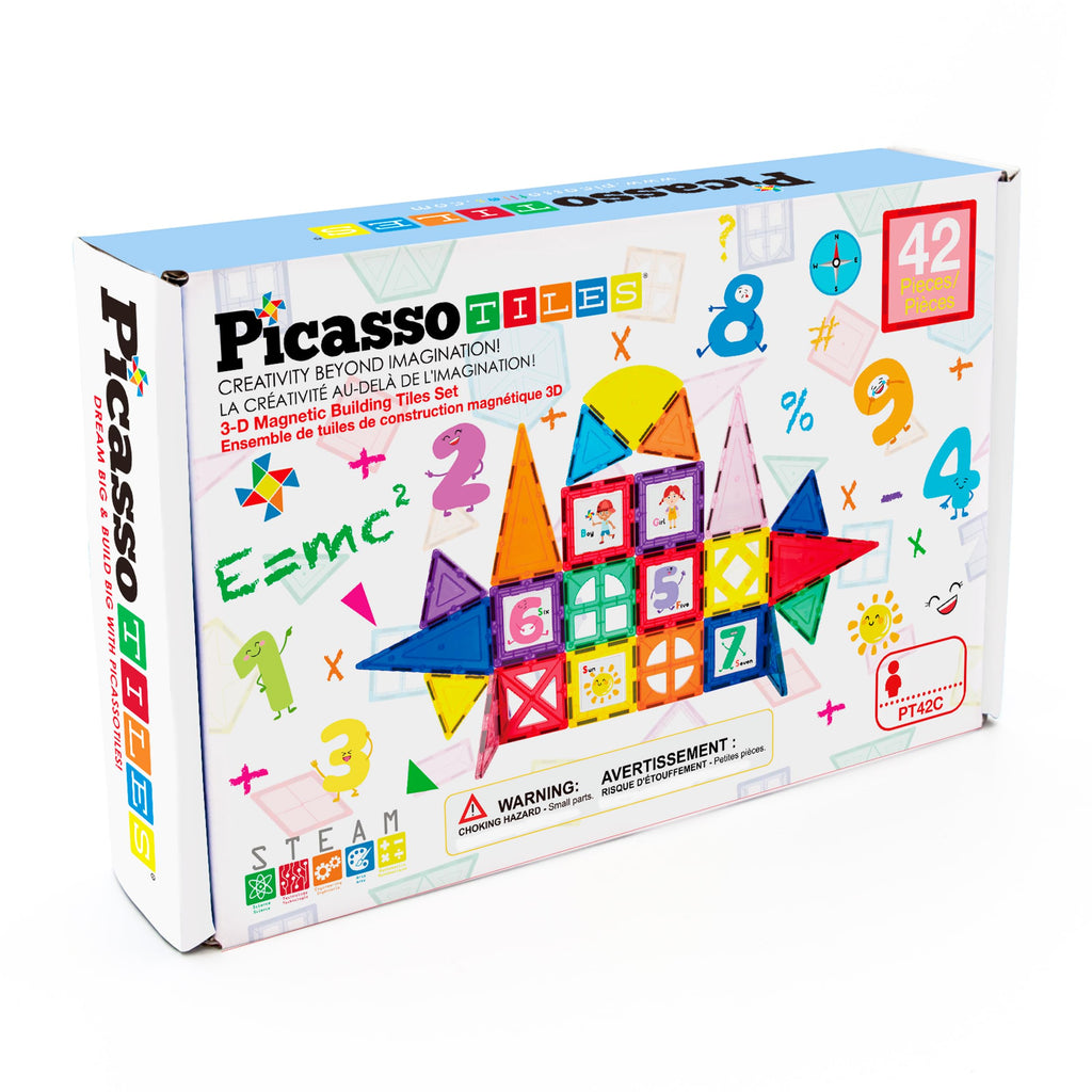 PicassoTiles Educational Set Magnetic Building Tiles with Unique Shapes