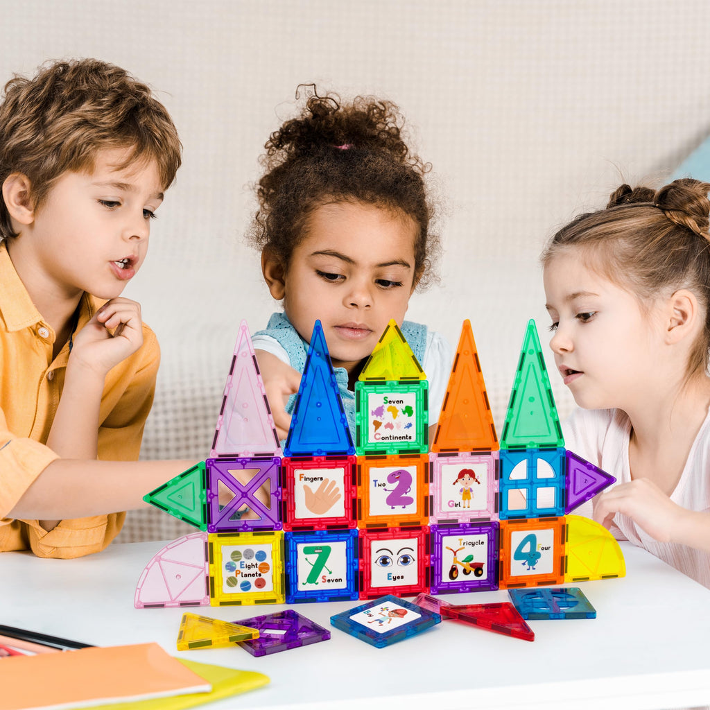 PicassoTiles Educational Set Magnetic Building Tiles with Unique Shapes