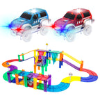 PicassoTiles 50pc Racecar Track Magnetic Tiles Educational Kids Toy