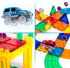 PicassoTiles 50pc Racecar Track Magnetic Tiles Educational Kids Toy