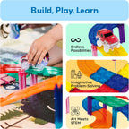 PicassoTiles Magnetic Tiles Race Track Car Thrilling Toy Playset