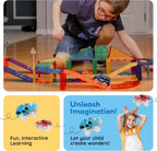 PicassoTiles Magnetic Tiles Race Track Car Thrilling Toy Playset