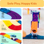 PicassoTiles Magnetic Tiles Race Track Car Thrilling Toy Playset