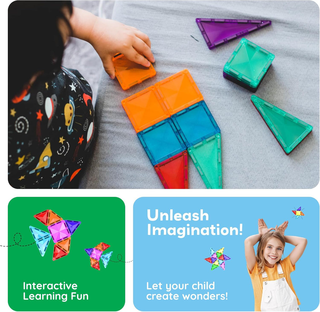 PicassoTiles Magnetic Tiles Building Blocks Mini Size Diamond Series