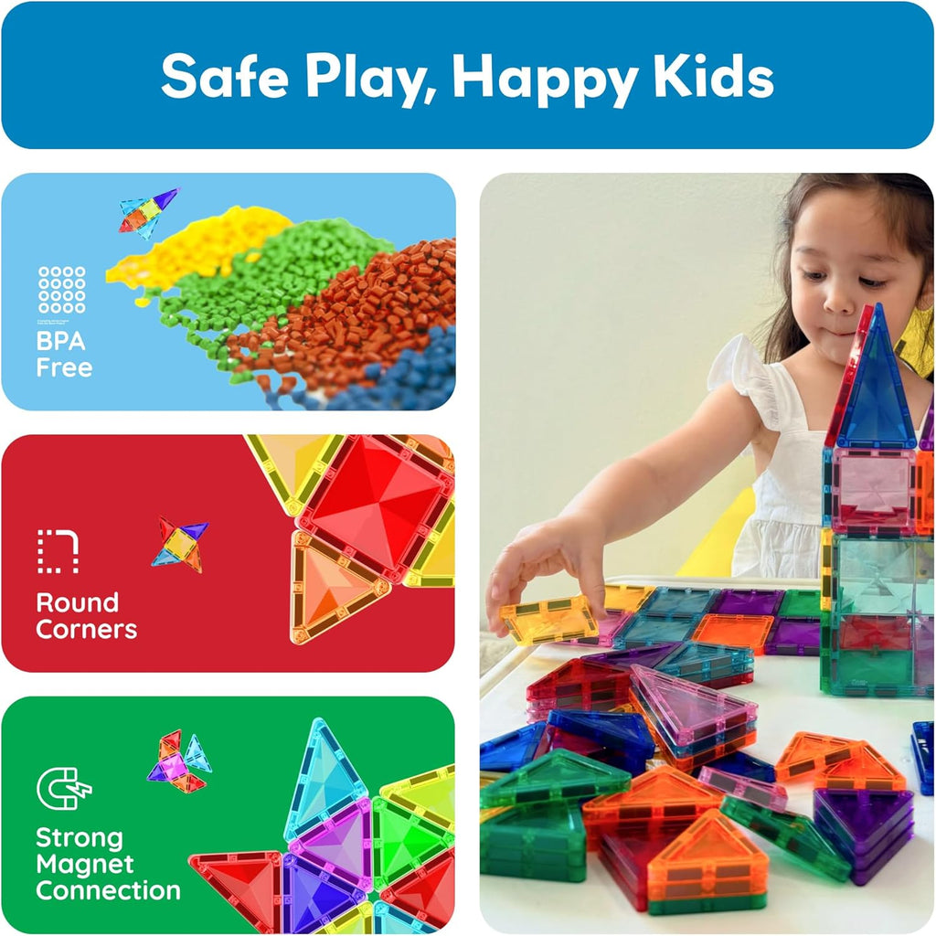 PicassoTiles Magnetic Tiles Building Blocks Mini Size Diamond Series