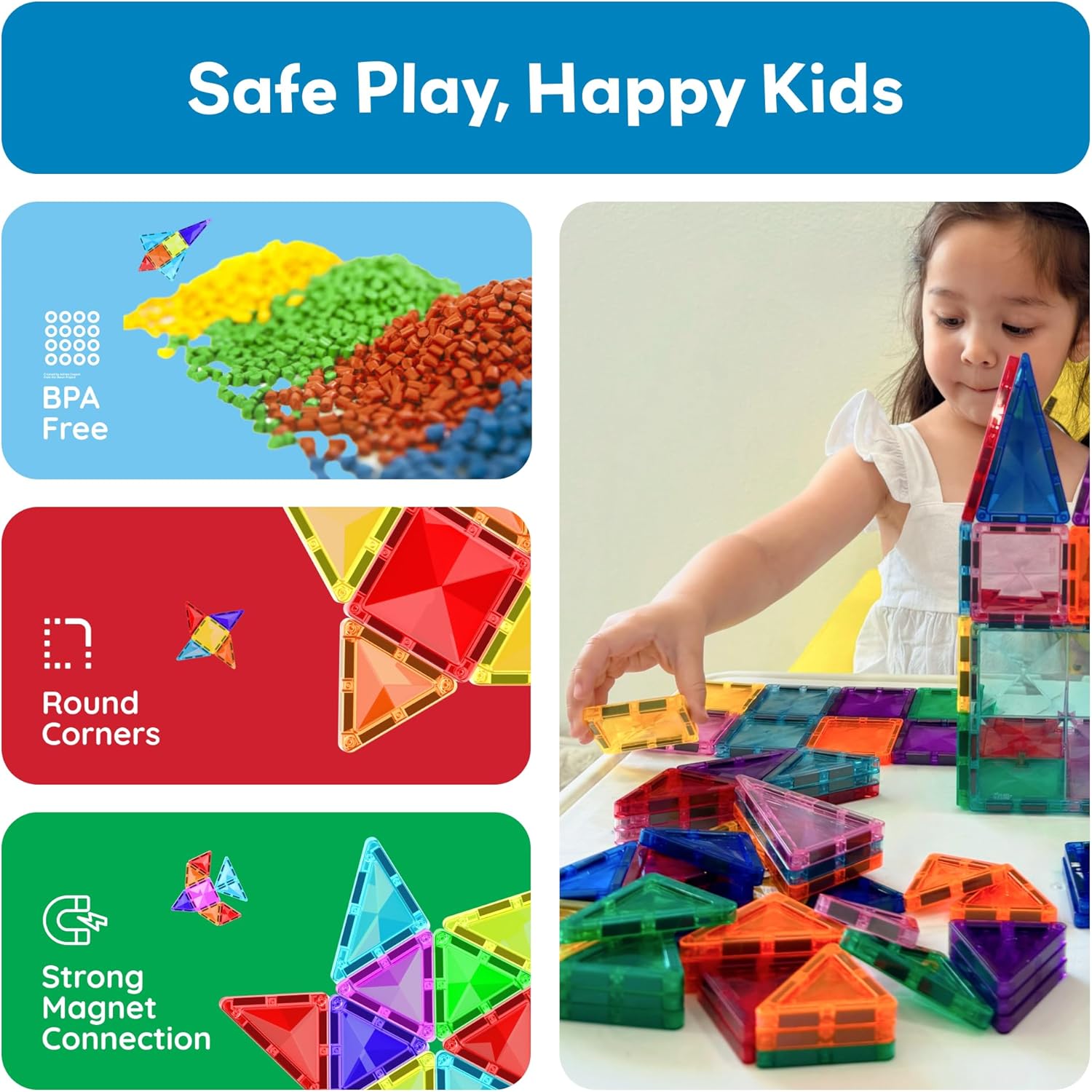 PicassoTiles Magnetic Tiles Building Blocks Mini Size Diamond Series