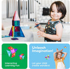 PicassoTiles 60 pcs Mini Magnetic Tiles Magnet Toys Travel-Friendly