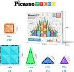 PicassoTiles 60 pcs Mini Magnetic Tiles Magnet Toys Travel-Friendly