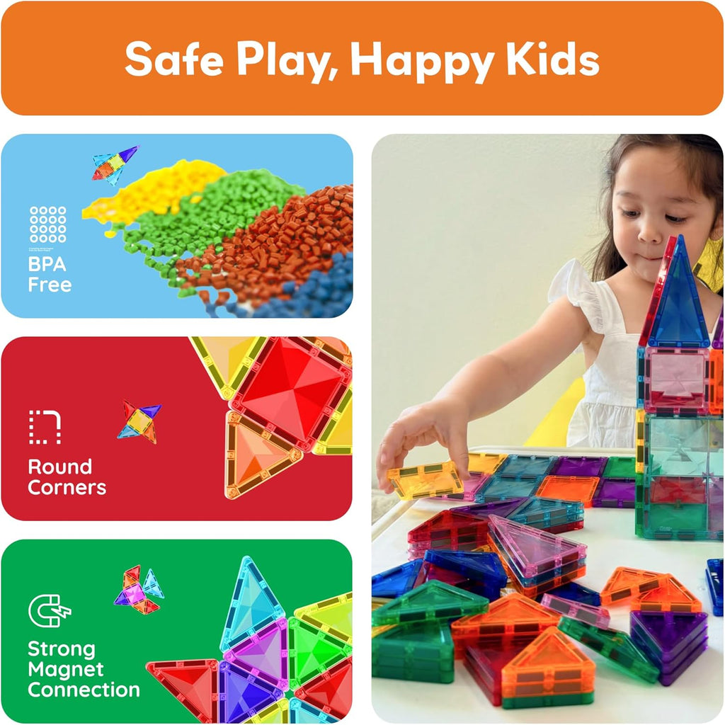 PicassoTiles 80pc Mini Travel Size Magnetic Tiles Building Blocks