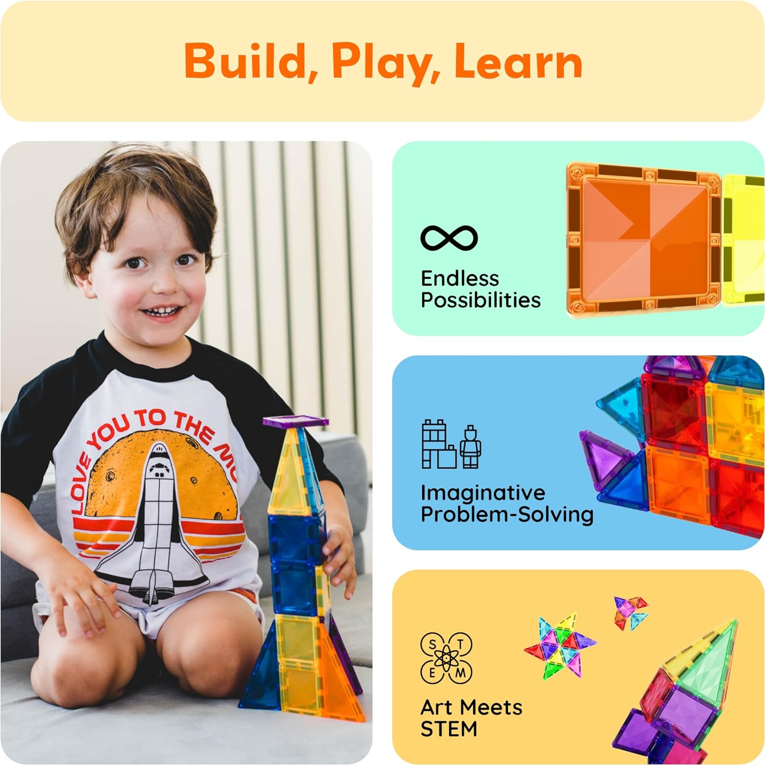 PicassoTiles 30pcs Mini Size Magnetic Tiles Sensory Magnet Toys Diamond
