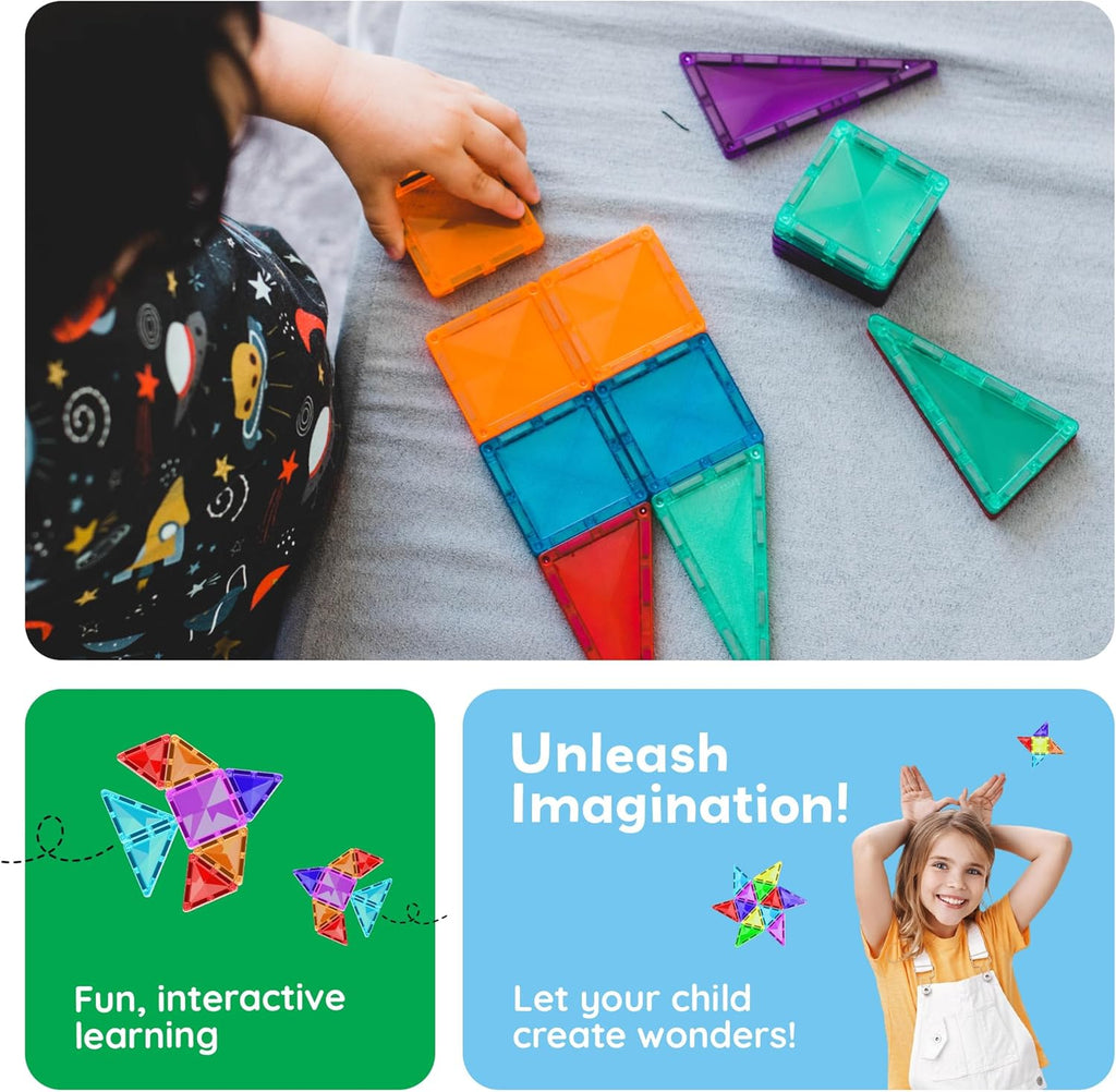 PicassoTiles 30pcs Mini Size Magnetic Tiles Sensory Magnet Toys Diamond