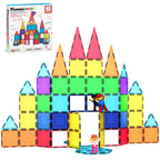 PicassoTiles 63pc Magnetic Tile Building Block Set with 2 Character