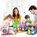 PicassoTiles 63pc Magnetic Tile Building Block Set with 2 Character