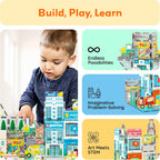 PicassoTiles Metro City Hospital Magnetic Tile Building Set with 8
