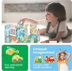 PicassoTiles Metro City Hospital Magnetic Tile Building Set with 8