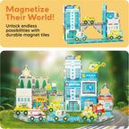 PicassoTiles Metro City Hospital Magnetic Tile Building Set with 8