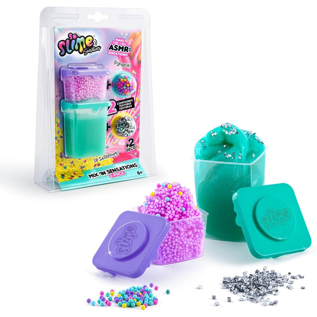 So Slime Sensations Mix'In Slime Set 2 Pack Slime with Mix-In Decorations | Sensory Slime Kit for Kids | Age 6+