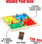 Ankit Toys & Games 2 in 1 Wooden Ludo, Snakes and Ladders Board Game Set for Kids and Adults, Classic Family Board